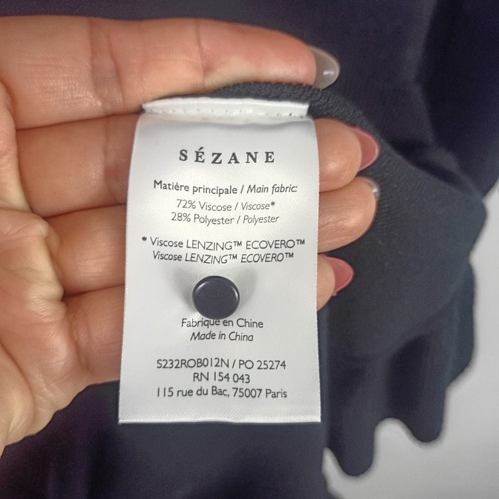La Maille Sezane Diana Mini Knit Sweater Dress Womens Medium Black Minimalist - Picture 11 of 13
